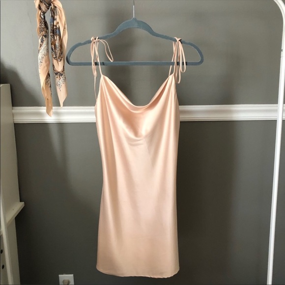 Brandy Melville Champagne Silk Slip Dress - Picture 4 of 4